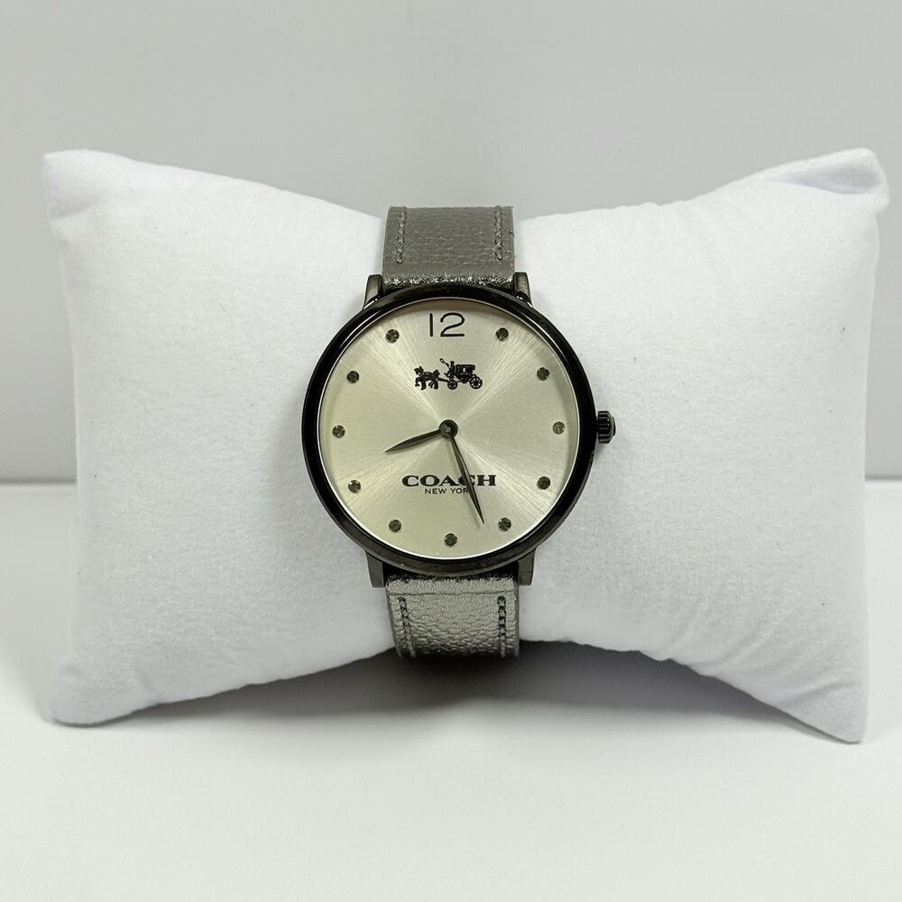 COACH Slim 14502686 Easton Gray Dial Gray Leather Band Women’s Watch